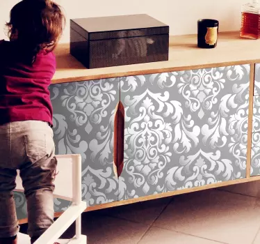 Vintage gray floral pattern  furniture decal - TenStickers