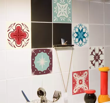 Vintage floral pattern tile sticker - TenStickers