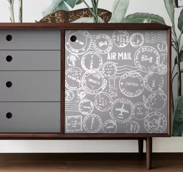 Vintage Travel Stamp Pattern furniture sticker - TenStickers