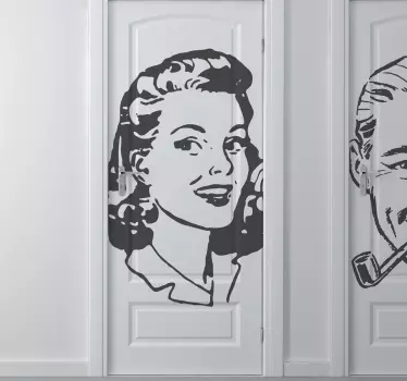 Vintage Woman Door Sticker - TenStickers