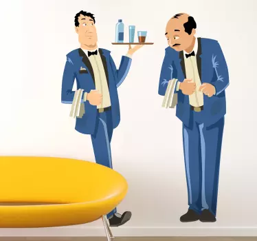Waiters in blue uniforms sticker - TenStickers