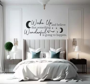 Wake up wonderful text wall sticker for bedroom - TenStickers
