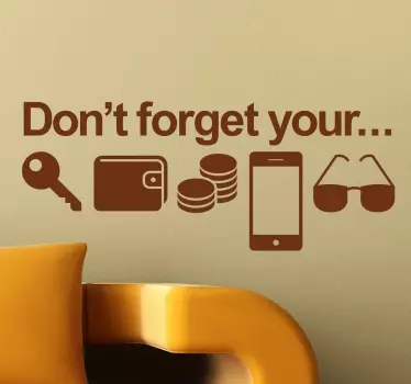 Don't forget your keys icons and wall text sticker - TenStickers