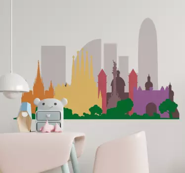 Wall sticker barcelona skyline silhouette - TenStickers