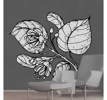 Wall sticker botanical leaf cluster - TenStickers