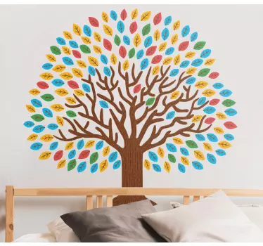 Wall sticker colorful leafy tree - TenStickers