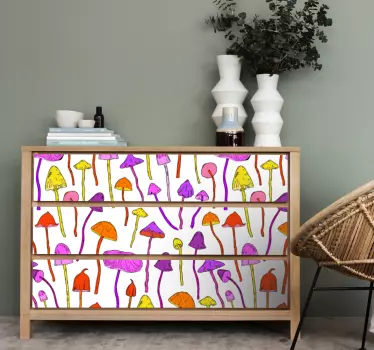 Wall sticker colorful mushroom designs - TenStickers