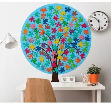 Wall sticker colorful puzzle tree - TenStickers