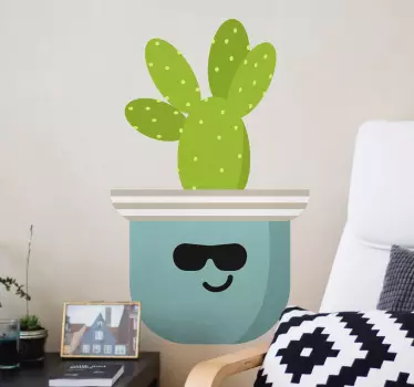 Wall sticker cool cactus planter - TenStickers