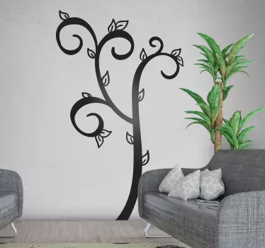 Wall sticker curved leaf branch design - TenStickers