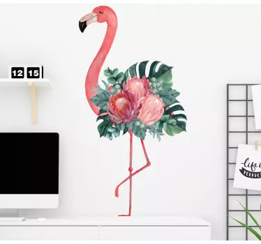 Wall sticker flamingo floral accent - TenStickers