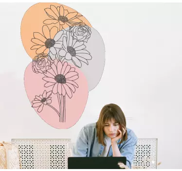 Wall sticker floral circle arrangement - TenStickers