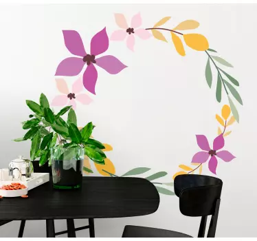 Wall sticker floral circular arrangement - TenStickers