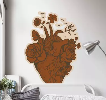 Wall sticker floral heart symbol - TenStickers