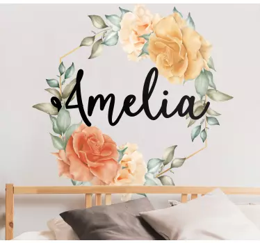 Wall sticker floral name wreath - TenStickers