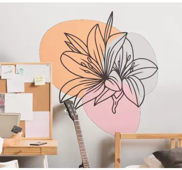 Wall sticker floral outline design - TenStickers