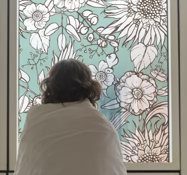 Wall sticker floral screen design - TenStickers