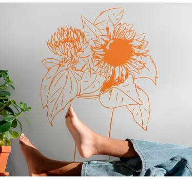 Wall sticker floral sunflower arrangement - TenStickers