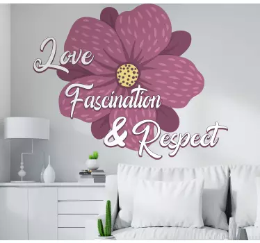 Wall sticker flower love quote - TenStickers