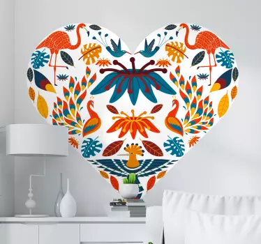 Wall sticker heart floral emblem - TenStickers