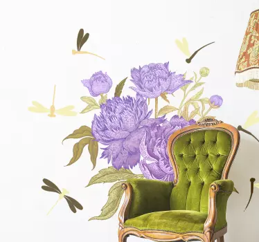 Wall sticker lavender peony arrangement - TenStickers