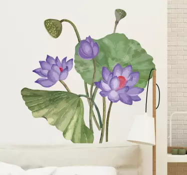 Wall sticker lotus flower blooms - TenStickers