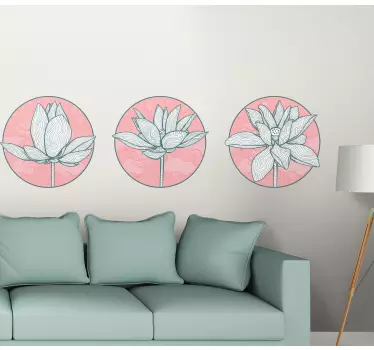 Wall sticker lotus flower trio - TenStickers