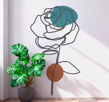 Wall sticker minimalist rose outline - TenStickers
