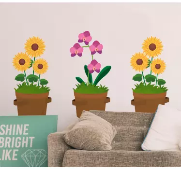 Wall sticker potted flower arrangement - TenStickers