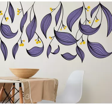 Wall sticker purple leaf pattern - TenStickers