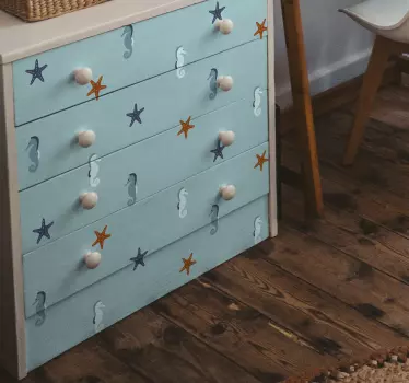 Wall sticker seahorse starfish design - TenStickers