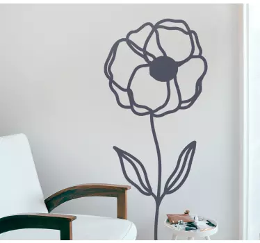 Wall sticker stylized flower outline - TenStickers