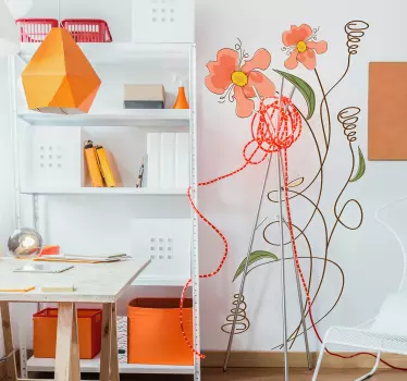 Wall sticker vibrant floral decor - TenStickers