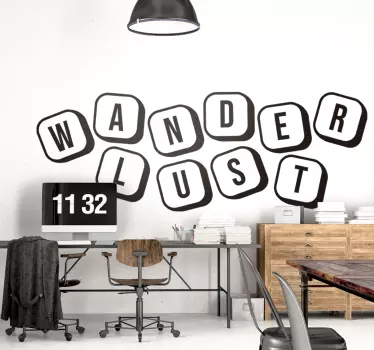Wanderlust Text Design quote wall sticker - TenStickers