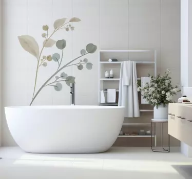 Watercolour branch design bathroom plant wall sticker - TenStickers