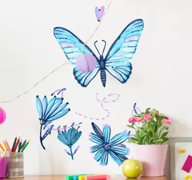 Watercolour butterfly wall sticker - TenStickers