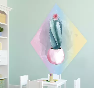 Watercolour Cactus Wall Sticker - TenStickers