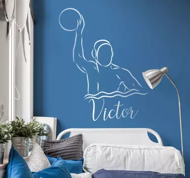Waterpolo with name wall decal - TenStickers