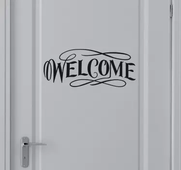 Calligraphic welcome door text sticker - TenStickers