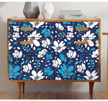 White daisies on blue background decals for furniture - TenStickers