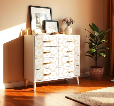White poppy flower furniture sticker - TenStickers