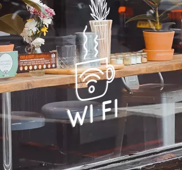 Wi-Fi Coffee Business Sticker - TenStickers