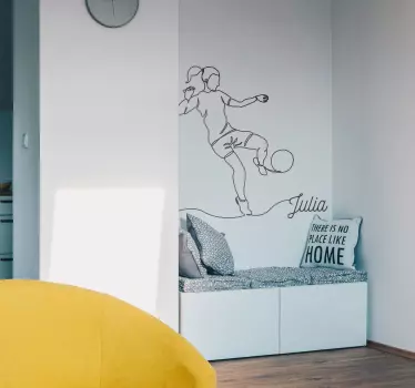 Female player minimalist football sticker for wall - TenStickers