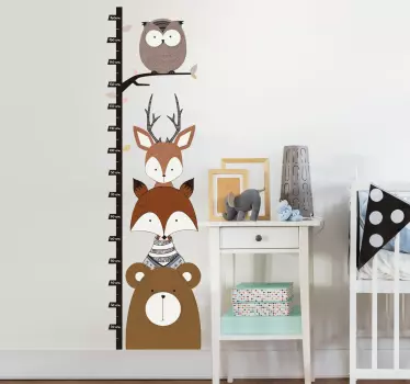 Woodland Height Chart Animal wall Sticker - TenStickers