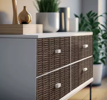 Woven Rattan Look Furniture Sticker - TenStickers