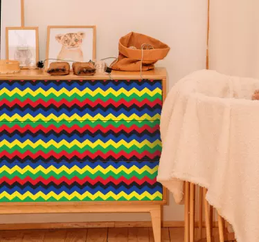 Zig zag lines calid tones decals for furniture - TenStickers