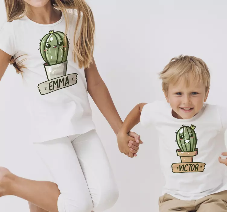 Mother and daughter t-shirt cactus duo design - TenStickers