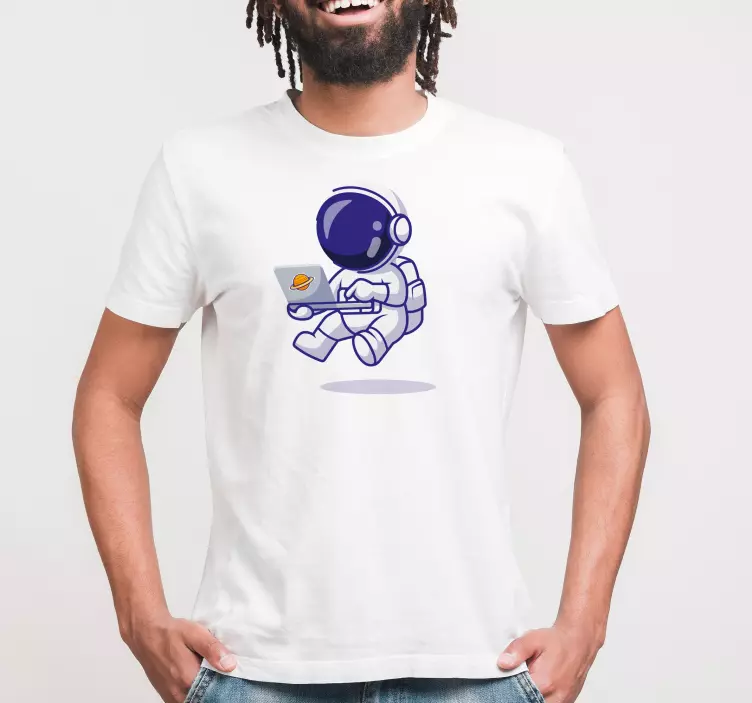 Astronaut Laptop custom t-shirt - TenStickers