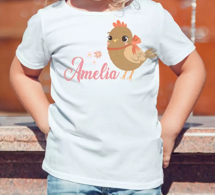 Baby brown chick with name baby t-shirt - TenStickers