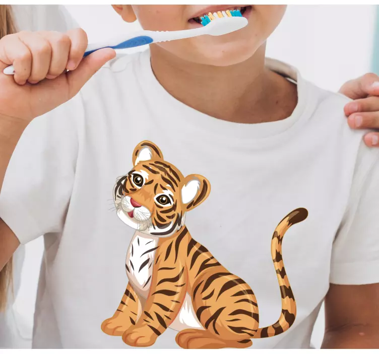 Cute baby tiger kids t-shirt - TenStickers